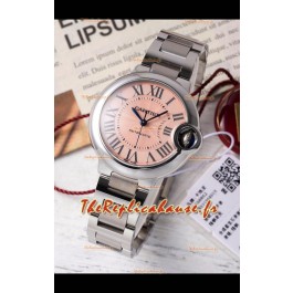 Ballon De Cartier Automatique Suisse Cadran Beige Qualité Miroir 33MM en Acier Inoxydable