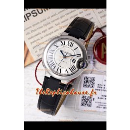 Ballon De Cartier Automatique Suisse Cadran Blanc Qualité Miroir 33MM en Acier Inoxydable 