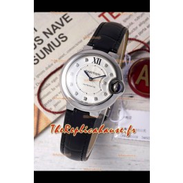 Ballon De Cartier Automatique Suisse Cadran Blanc Qualité Miroir 33MM en Acier Inoxydable 