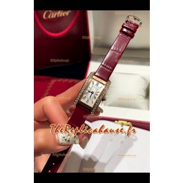 Cartier Tank Americaine Ladies Montre suisse à quartz 1:1 Réplique Boîtier or rose