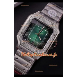 Cartier Santos De Cartier 904L Acier Cadran Vert Réplique Montre Super Clone 40MM 
