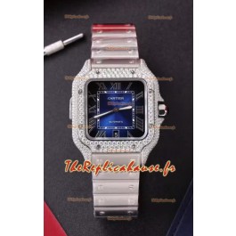 Cartier Santos De Cartier 904L Acier Cadran Bleu Réplique Montre Super Clone 40MM 
