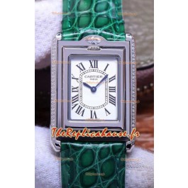 Cartier Tank Réversible Montre Suisse à Quartz en Boîtier Acier - Bracelet Vert