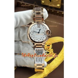 Ballon de Cartier Quartz Suisse Qualité Miroir 1:1 33 mm en Or Rose