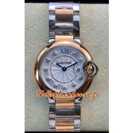 Ballon De Cartier Swiss Quartz Qualité Miroir 1:1 28MM dans un boîtier en or rose 2 tons