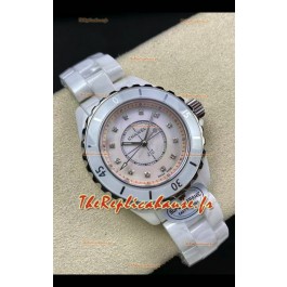 Chanel J12 Ladies Montre en céramique blanche Cadran perle Réplique de montre 1:1