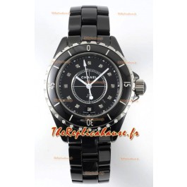 Chanel J12 Ladies Montre à boîtier en céramique noire Réplique de montre Miroir 1:1 
