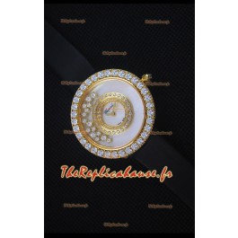Chopard Happy Diamonds 36mm, Sangle Noire et Cadran Blanc