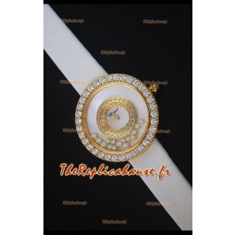 Chopard Happy Diamonds 36mm, Sangle Blanche et Cadran Blanc