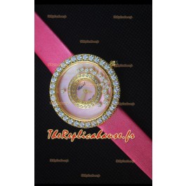 Chopard Happy Diamonds 36mm, Sangle Rose et Cadran Rose