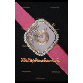 Chopard Happy Diamonds 38mm, Sangle Rose et Cadran Rose