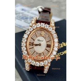 Chopard L'Heure du Diamant Mossanites Montre super clone en or jaune 34MM