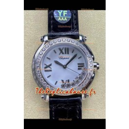 Chopard Happy Sport Montre 1:1 Suisse à Quartz 36MM en Acier 904L Cadran Blanc
