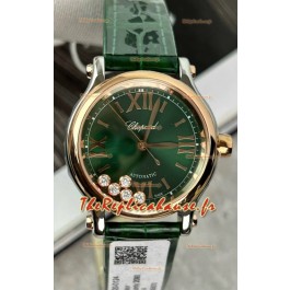 Chopard Super Clone Happy Sport Montre en or rose avec cadran vert - Mouvement automatique 36MM