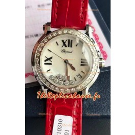 Chopard Happy Montre réplique 1:1 en acier inoxydable - Diamants véritables 