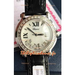 Chopard Happy Montre Quartz Suisse en acier inoxydable Réplique miroir 1:1 - Diamants véritables 