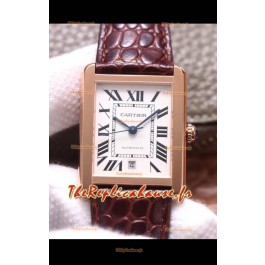 Montre "Cartier Tank Solo" Montre automatique suisse en plaqué or rose 31MM de large 
