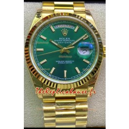 Montre Rolex Day Date 118238 Présidentielle en or jaune 18 carats 36MM - Cadran vert 1:1 qualité miroir