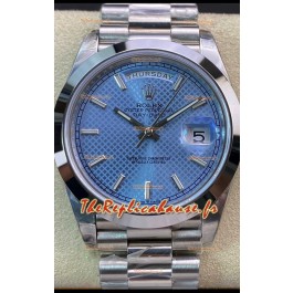 Montre Rolex Day Date Présidentielle M228206-0004 904L Acier 40MM - Cadran bleu ciel 1:1 Qualité Miroir