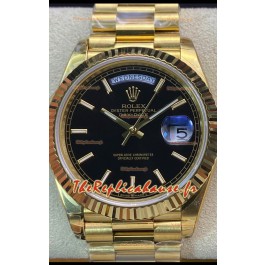 Montre Rolex Day Date Présidentielle en or jaune 18 carats 36MM - Cadran noir 1:1 qualité miroir