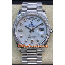 Rolex Day Date Présidentielle 904L Acier 36MM - Cadran Perle Blanche Montre de Qualité Miroir 1:1