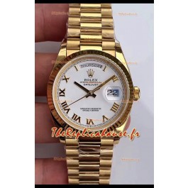 Réplique de montre Rolex Day Date 36MM en or jaune M128238 - Cadran arabe blanc Miroir 1:1