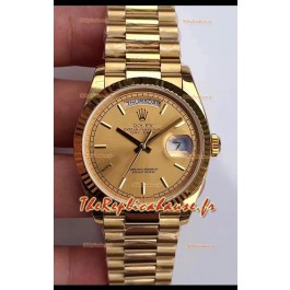 Réplique de montre Rolex Day Date 36MM en or jaune M128238-0045 en cadran or miroir 1:1