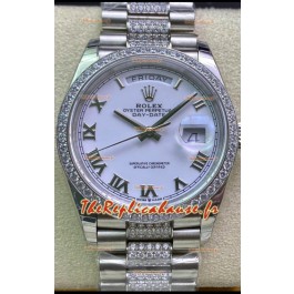 Montre Rolex Day Date Présidentielle M128349RBR-0026 904L Acier 36MM - Cadran Romain Blanc Qualité Miroir 1:1