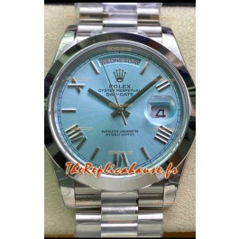 Montre Rolex Day Date Présidentielle M228206-0044 904L Acier 40MM - Cadran Arabe BLEU GLACÉ 1:1 Qualité Miroir