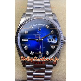 Montre Rolex Day Date Presidential 904L Acier 36MM - Cadran Bleu 1:1 Qualité Miroir 