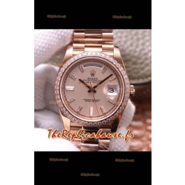 Montre Rolex Day Date Presidential 904L Acier Or Rose 40MM - Cadran brun qualité miroir 1:1 