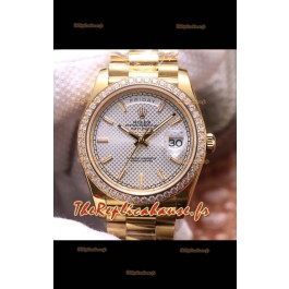 Montre Rolex Day Date Présidentielle 904L Acier Or Jaune 40MM - Cadran Acier Blanc Qualité Miroir 1:1 