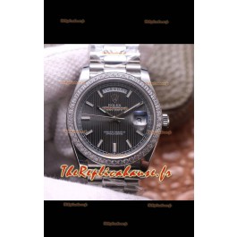Montre Rolex Day Date Presidential 904L Acier 40MM - Cadran Gris Foncé 1:1 Qualité Miroir