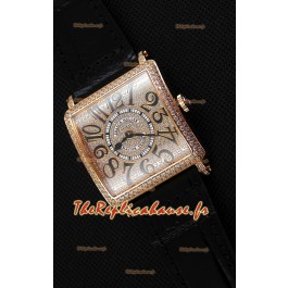 Montre Franck Muller Master of Square Ladies Montre dame en quartz réplique dans un boîtier en or rose