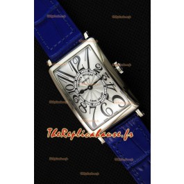 Montre Franck Muller Long Island Montre femme avec mouvement suisse à quartz Bracelet bleu Réplique 