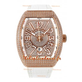 Franck Muller Vanguard V45 Edition en Plaqué Or Rose - Chiffres Blancs