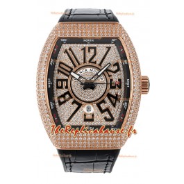 Franck Muller Vanguard V45 Edition en Plaqué Or Rose - Chiffres Noirs 