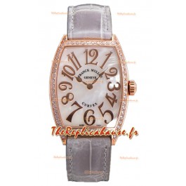Franck Muller Montre Cintree Curvex Cadran Nacre en Plaqué Or Rose - Bracelet Gris 