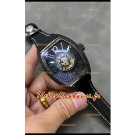 Franck Muller Montre Curvex Grand Central Tourbillon Boîtier carbone noir en Montre réplique 1:1 
