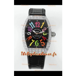 Franck Muller Vanguard V32 Cadran Noir - Color Dreams avec Diamants Boîtier Réplique Suisse