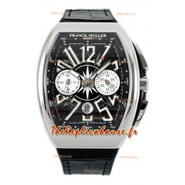 Franck Muller Vanguard V45 Chronograph Cadran noir en acier 904L Montre Suisse