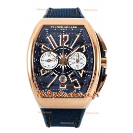 Franck Muller Vanguard V45 Chronograph 904L Or Rose Cadran Bleu Montre Suisse