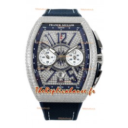 Franck Muller Vanguard V45 Chronograph Cadran en acier 904L serti de diamants Réplique Suisse