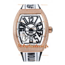 Franck Muller « Fr2nck » Vanguard Rabbit Edition Réplique Montre Suisse en Or Rose Diamants