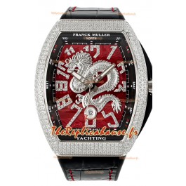 Franck Muller Vanguard Yachting Dragon V45 cadran rouge lunette diamants arrondis Réplique Suisse