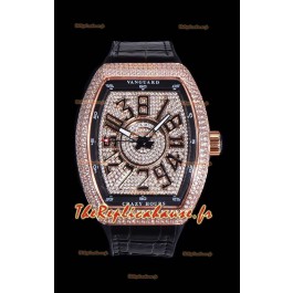 MontreFranck Muller Vanguard Crazy Hours Edition" en plaqué or rose - Chiffres noirs