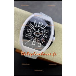 Franck Muller Vanguard Yachting Céramique blanche Cadran noir Montre réplique miroir 1:1 Suisse