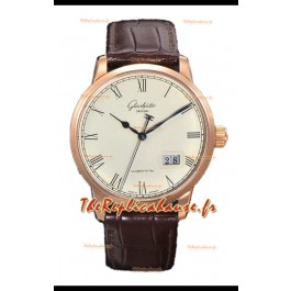 Glashütte Senator Excellence Panorama Date Or Rose Montre réplique 1:1 