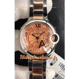 Montre "Ballon De Cartier" Suisse Quartz 1:1 Qualité Miroir 28MM avec bracelet en or rose deux tons
