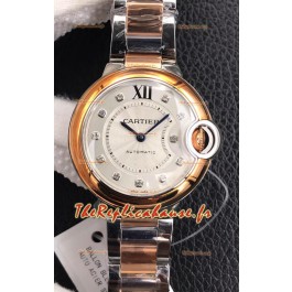Montre "Ballon De Cartier" Suisse à Quartz 1:1 de qualité miroir 28MM dans un boîtier en or rose deux tons